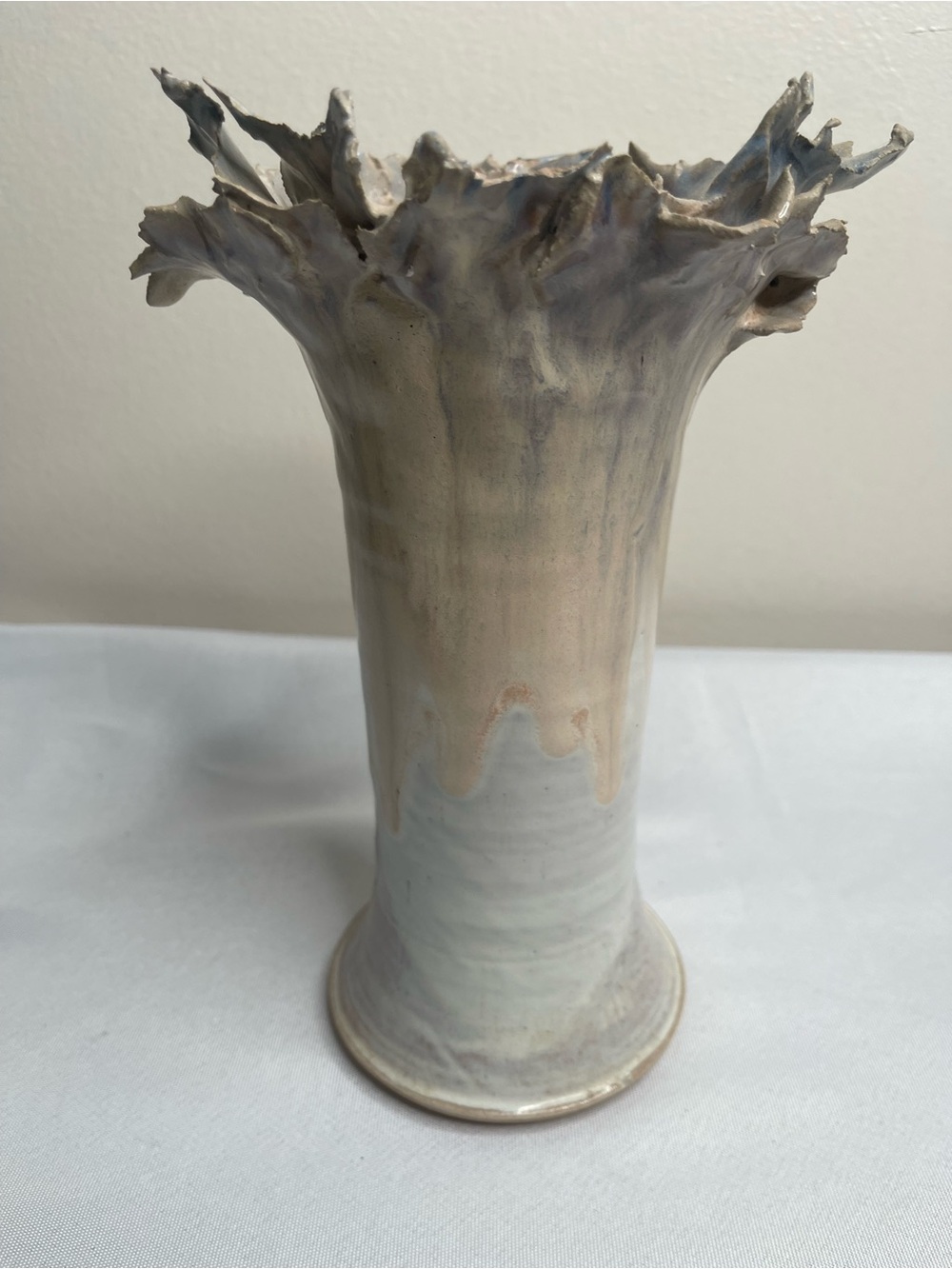 Vintage Rousseau Handcrafted gray vase signed by maker.